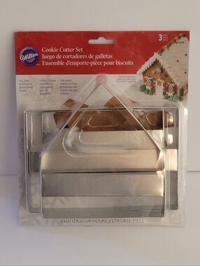 Wilton 3 Piece Cookie Cutter Set 6.25 x 7 x 7" Gingerbread House Christmas NEW